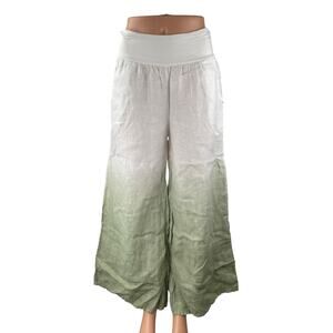 NEW Venti6 White Green Ombre High Rise Wide Leg Baggy Palazzo Trousers Pants S